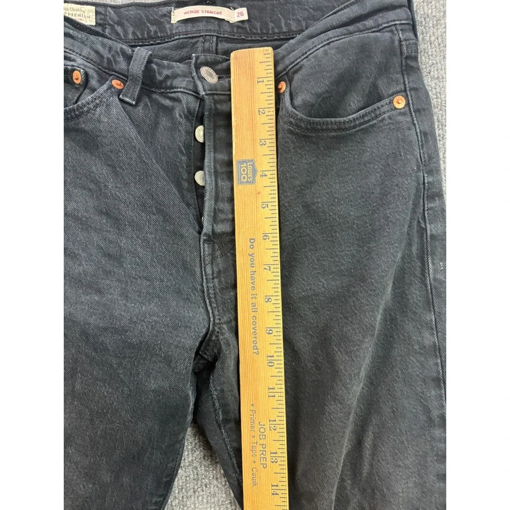 Levi's Wedgie Straight Jeans Womens 26 Black High Rise Button Fly Denim Pants